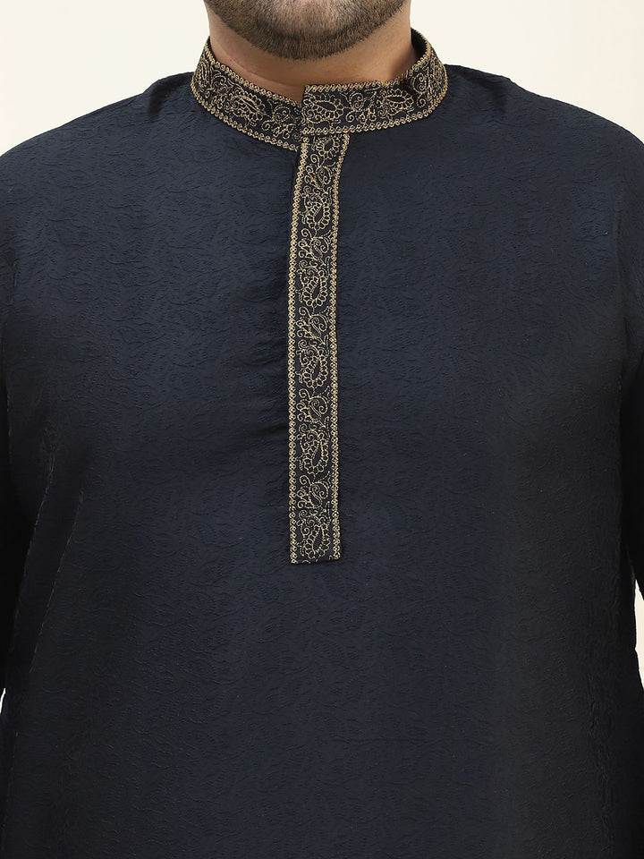 SOJANYA PLUS Mandarin Collar Straight Kurta with Pyjamas