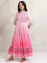 Vishudh Embroidered Ombre Tiered Maxi Ethnic Dress