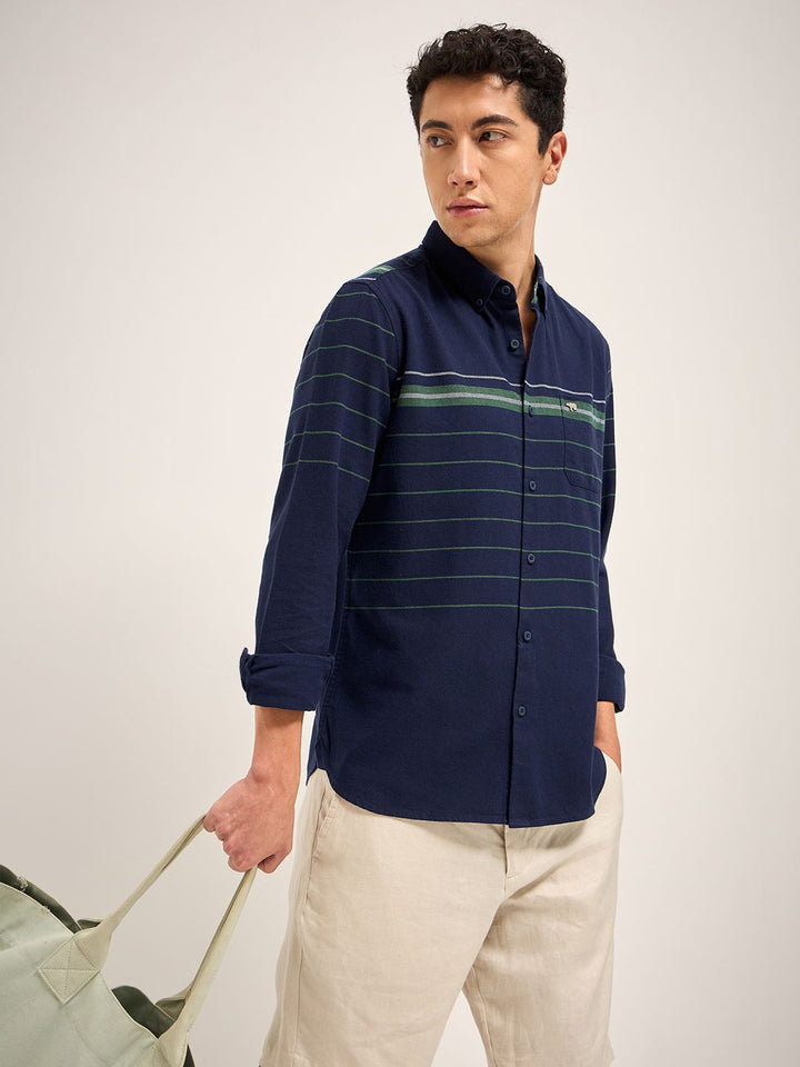 THE BEAR HOUSE Men Slim Fit Striped Casual Shirt