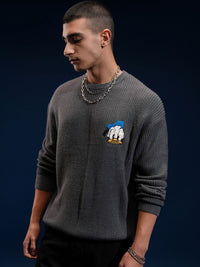 HIGHLANDER Disney Donald Duck Men Cable Knit Printed Pullover