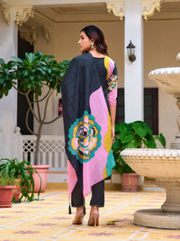 KALINI Floral Embroidered Thread Work Straight Kurta With Trousers & Dupatta