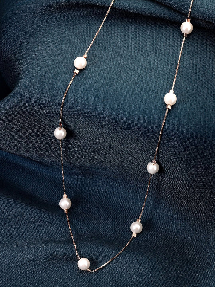 PANASH 925 Sterling Silver Rose Kalung Mutiara Shell Saduran Emas