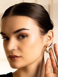 VOGUE PANASH Stainless Steel 18K Gold-Plated Circular Shape Hoop Earrings