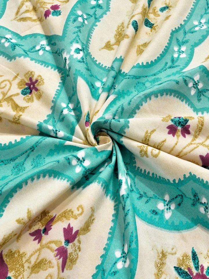 Myntra Elegant Homes Multicoloured Floral 300 TC King Bedsheet with 2 Pillow Covers
