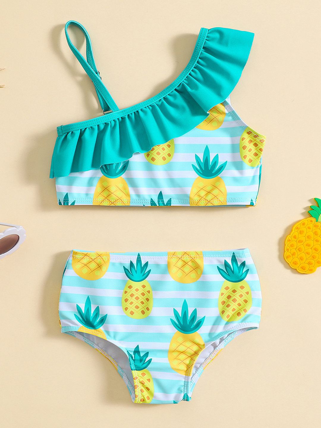 YK Infant Girls Printed Top & Briefs Swim Set
