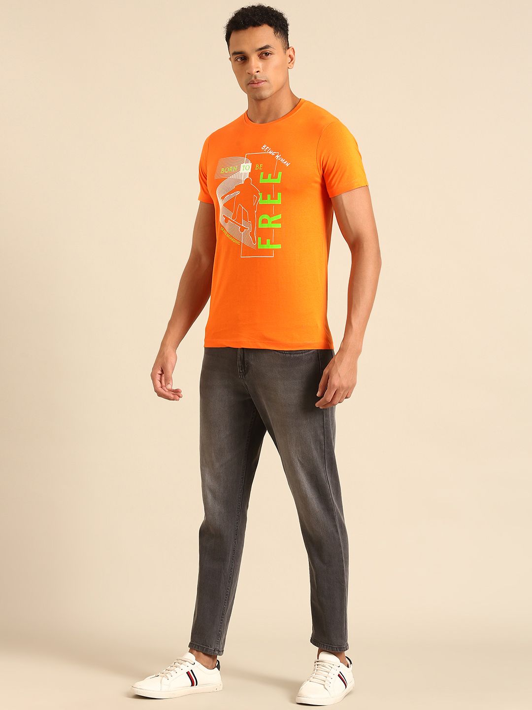Being Human Typography Printed Pure Cotton T-shirt