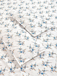 Myntra Elegant Homes White & Blue Floral 300 TC King Bedsheet with 2 Pillow Covers