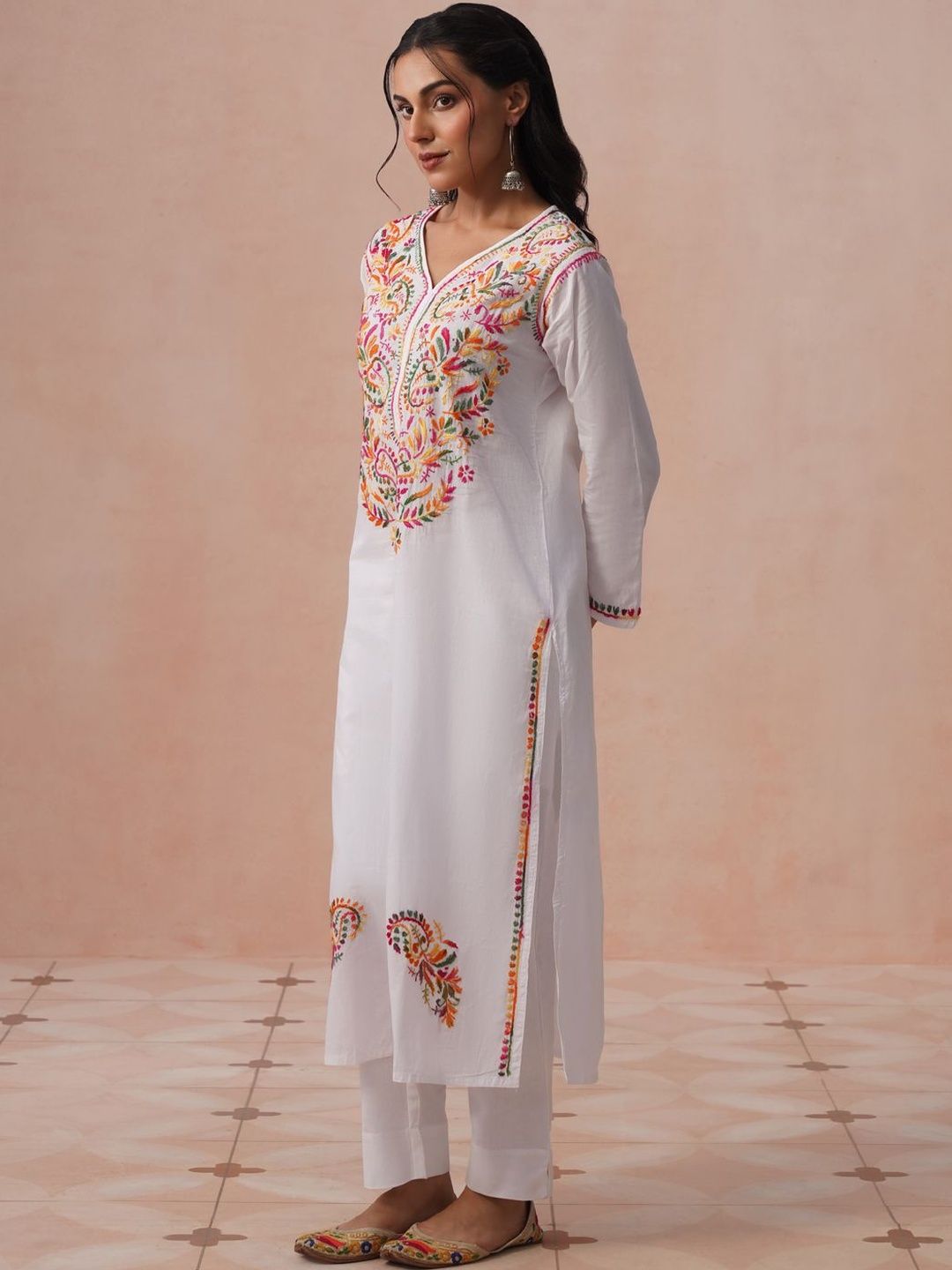 House of Chikankari Women Ethnic Motifs Embroidered Thread Work Kurta