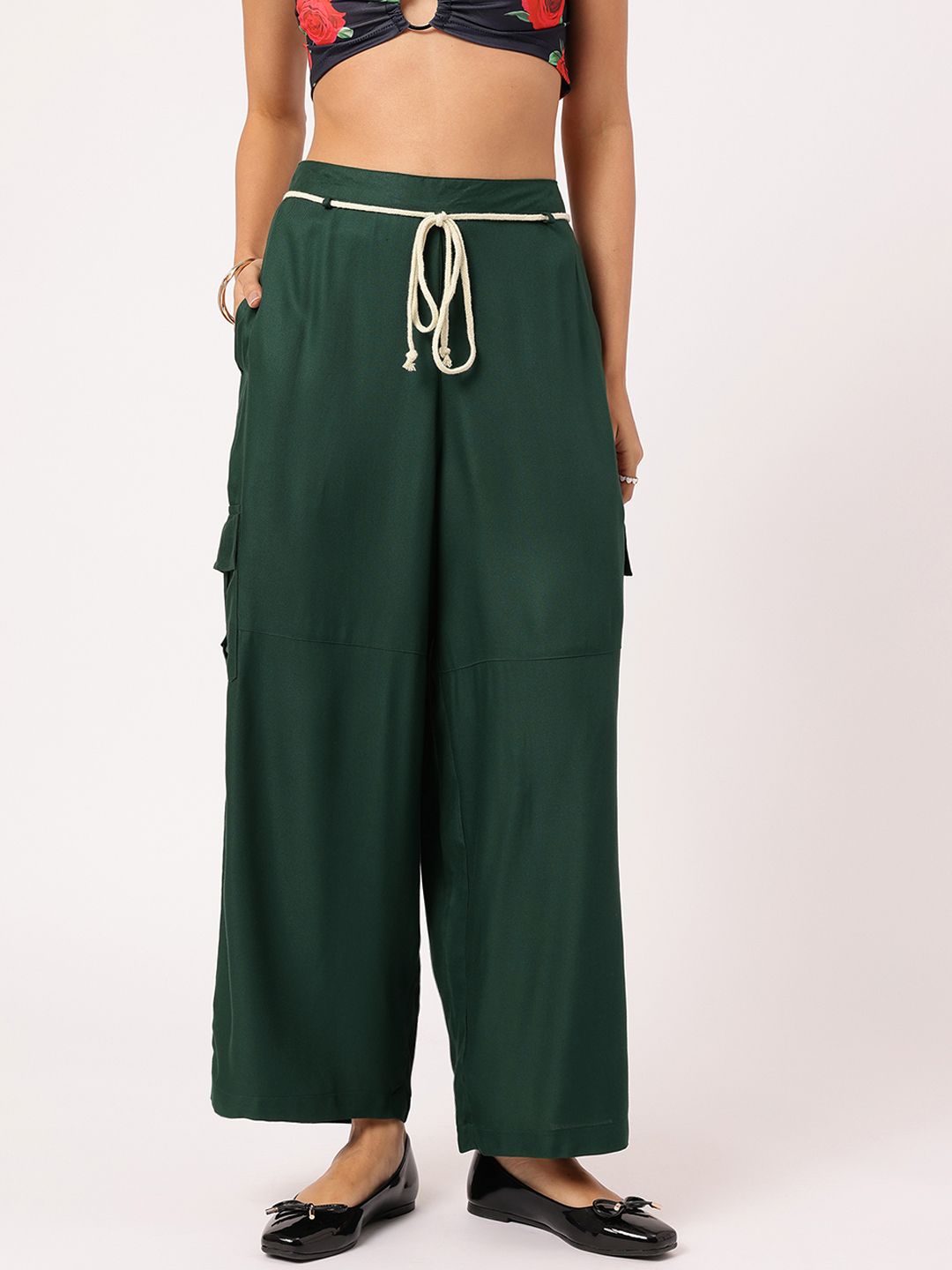 DressBerry Women Signature Statement Belted Cargo Trousers