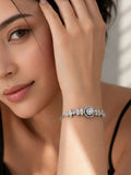 PANASH Wanita Brass American Diamond Bersalut Perak Gelang Lilit