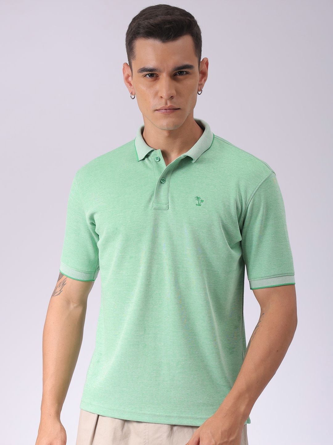 The Indian Garage Co Men Solid Polo Collar T-shirt