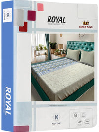 KLOTTHE Olive Green Geometric 400 TC Super King Bedsheet with 2 Pillow Covers