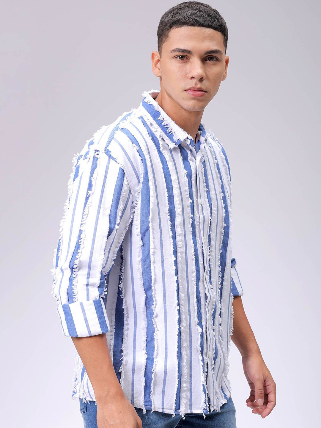 The Indian Garage Co Men Relaxed Fit Dobby Striped Resortwear Shirt