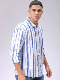The Indian Garage Co Men Relaxed Fit Dobby Striped Resortwear Shirt