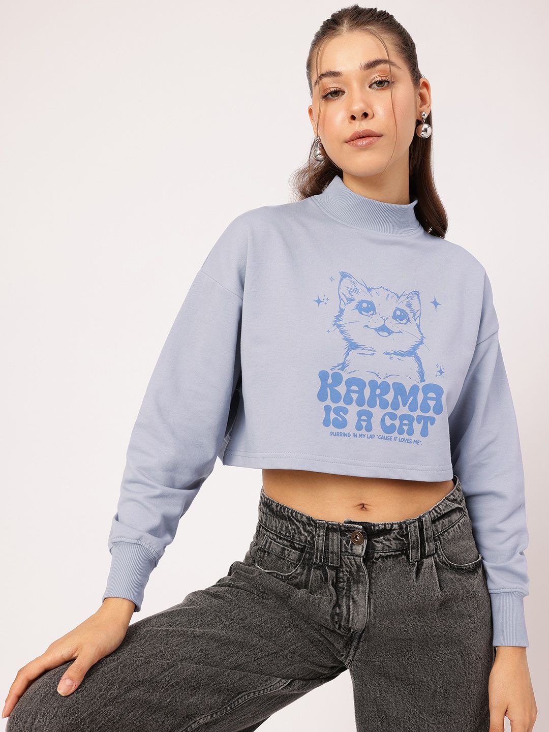 DressBerry Printed Crop Sweatshirt