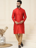 SOJANYA Kurta Kolar Mandarin Rekaan Tenun Geometrik dengan Churidar