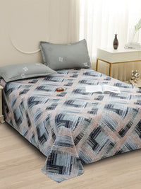 Story@home Grey Abstract Printed 240 TC Satin Finish Queen Bedsheet Set