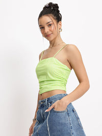 DressBerry Glowburst Ruched Striped Crop Top