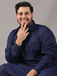 SOJANYA PLUS Plus Size Men Shirt Collar Thread Work Straight Kurta With Salwar