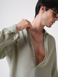 VASTRADO Men Classic Spread Collar Textured Slim Fit Casual Shirt