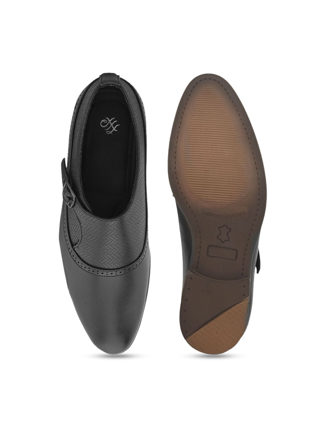 House of Pataudi Men Textured Slip On Formal Loafers