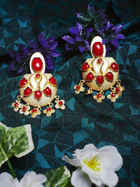 Anting-anting Jatuh Kontemporari Anouk Maroon Saduran Batu Bertampal Emas