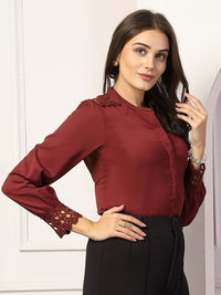 Style Quotient Women Mandarin Collar Shirt Style Top
