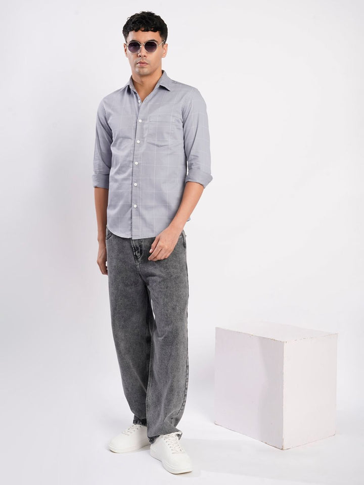Bene Kleed Checked Spread Collar Pure Cotton Shirt