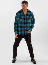 Eszett Checked Spread Collar Flap Poket Baju Bersaiz Besar