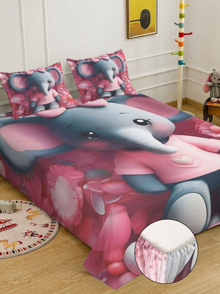 Myntra Elegant Homes Pink Printed Dilengkapi 400 TC King 7D Cadar Dengan 2 Sarung Bantal