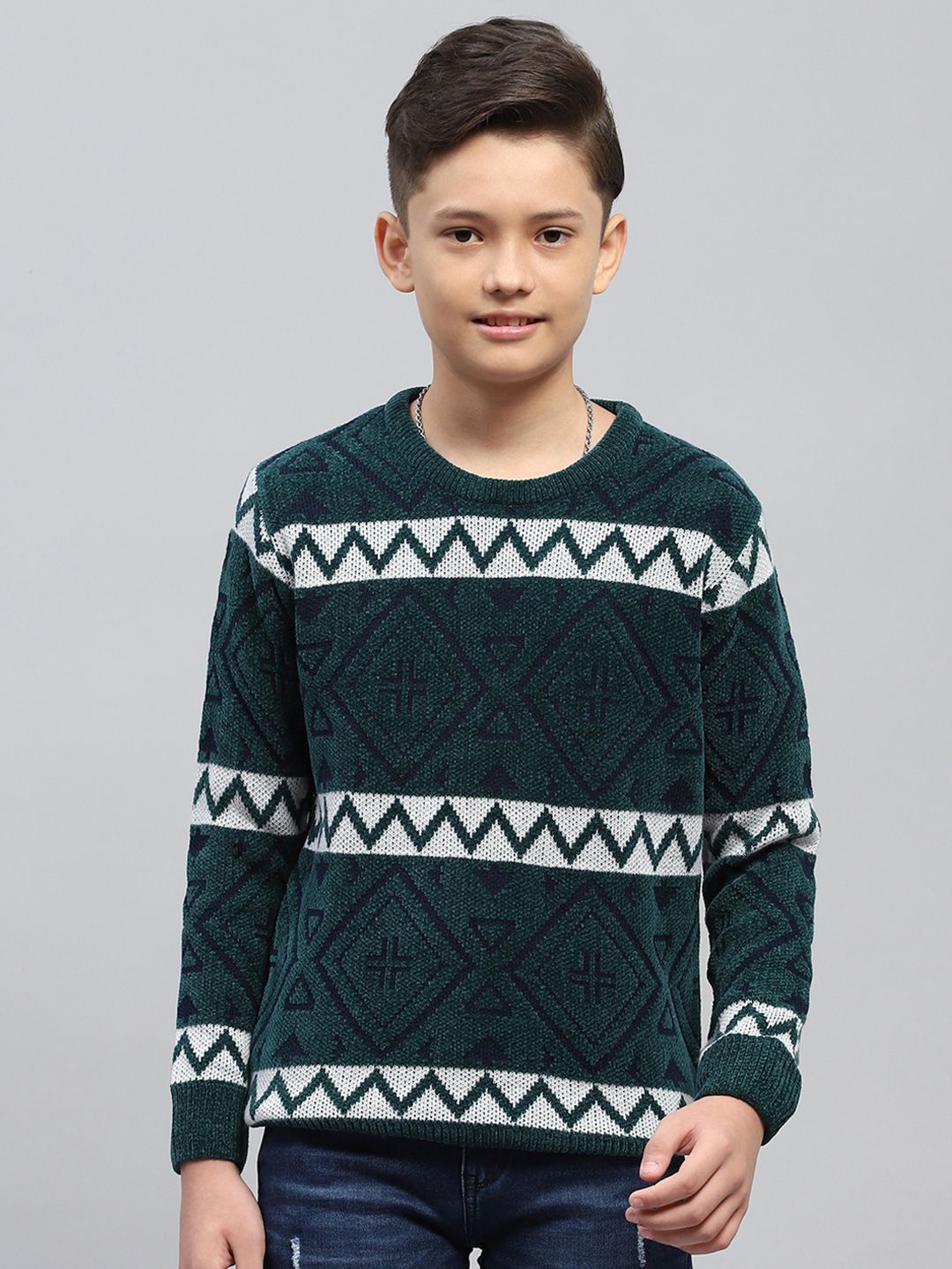 Monte Carlo Kids Boys Self Striped Sweater