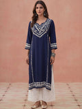 Kurta Sulam Benang Sulam Wanita Rumah Chikankari