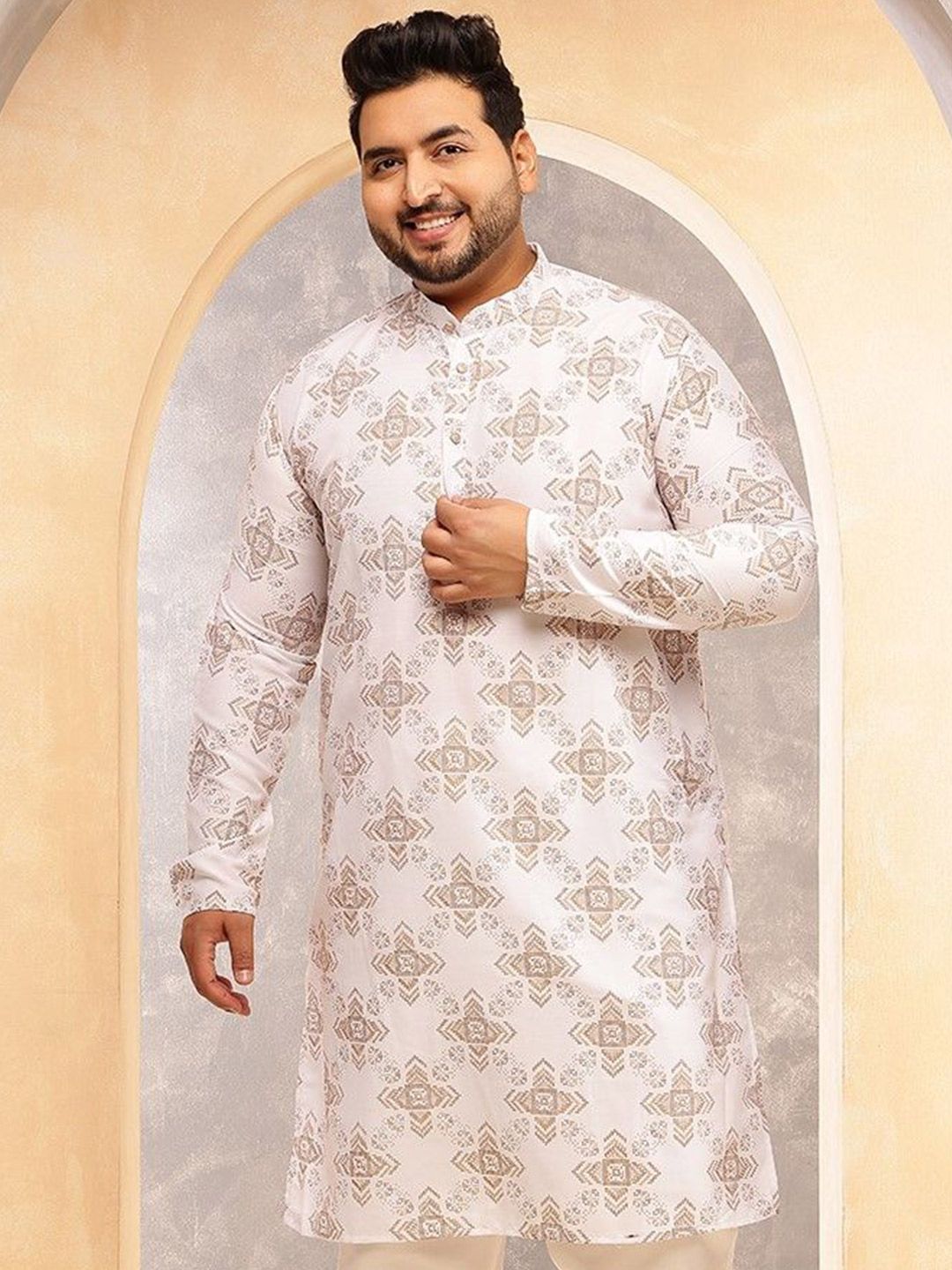 SOJANYA PLUS Floral Printed Mandarin Collar Straight Kurta