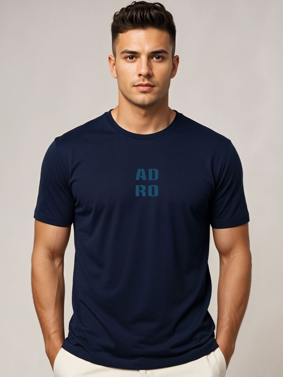 ADRO Typography Printed Short Sleeves Cotton Regular Fit T-shirt