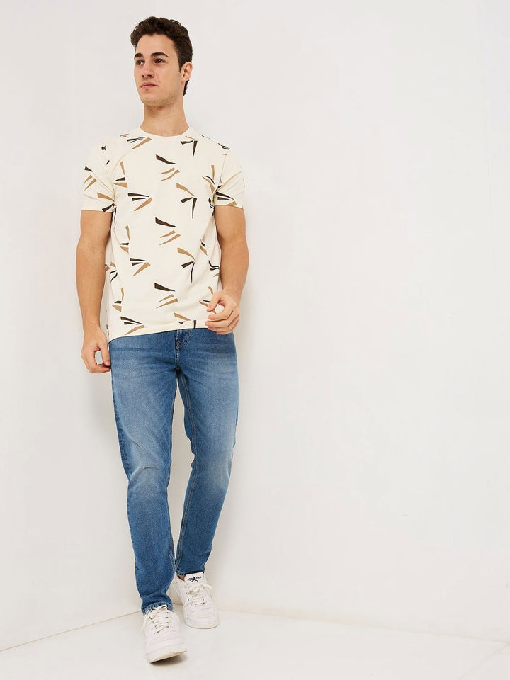 SPYKAR Men Conversational Printed Round Neck Cotton Slim Fit T-shirt