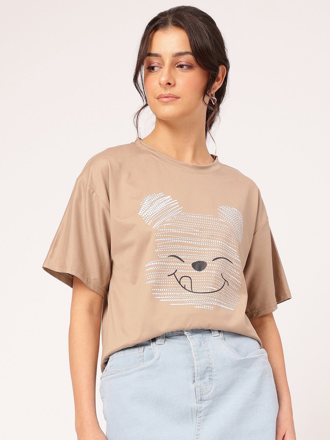 DressBerry Softly Styled Printed Relaxed Fit T-shirt