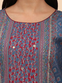 Mamicha Women Ethnic Motifs Embroidered Regular Thread Work Pure Cotton Kurta with Palazzos & With Dupatta