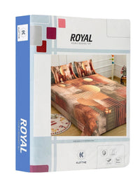 KLOTTHE Brown Geometric Flat 400 TC 7D Bedsheet with 2 Pillow Covers
