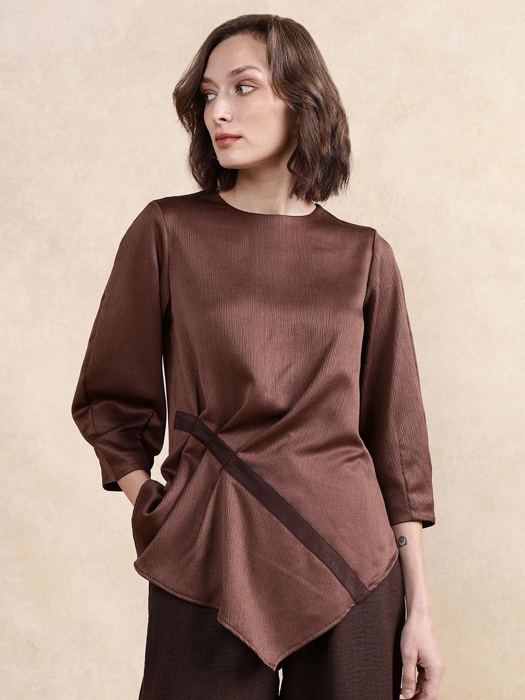 RAREISM Women Solid Round Neck Top
