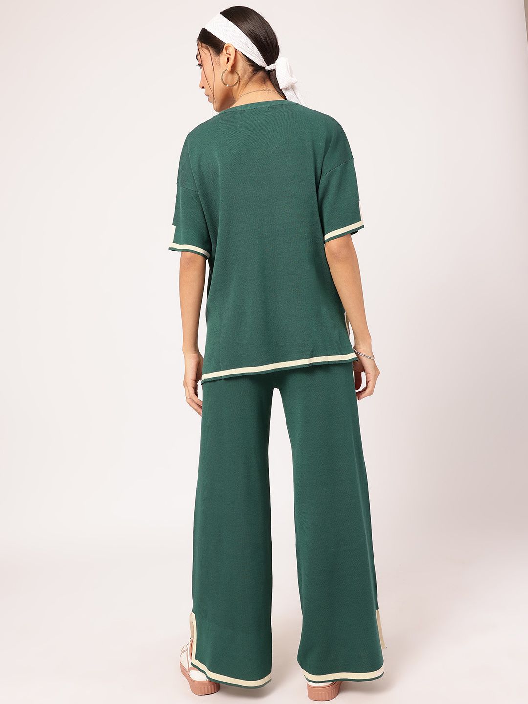 DressBerry The Knit Shift Contrast Edge Slit Hem Co-Ords