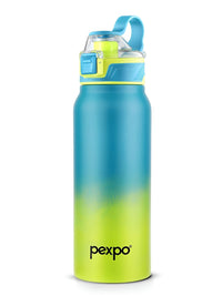 Pexpo Blue & Yellow Colourblocked Stainless Steel Double Wall Vacuum Water Bottle-740 ml