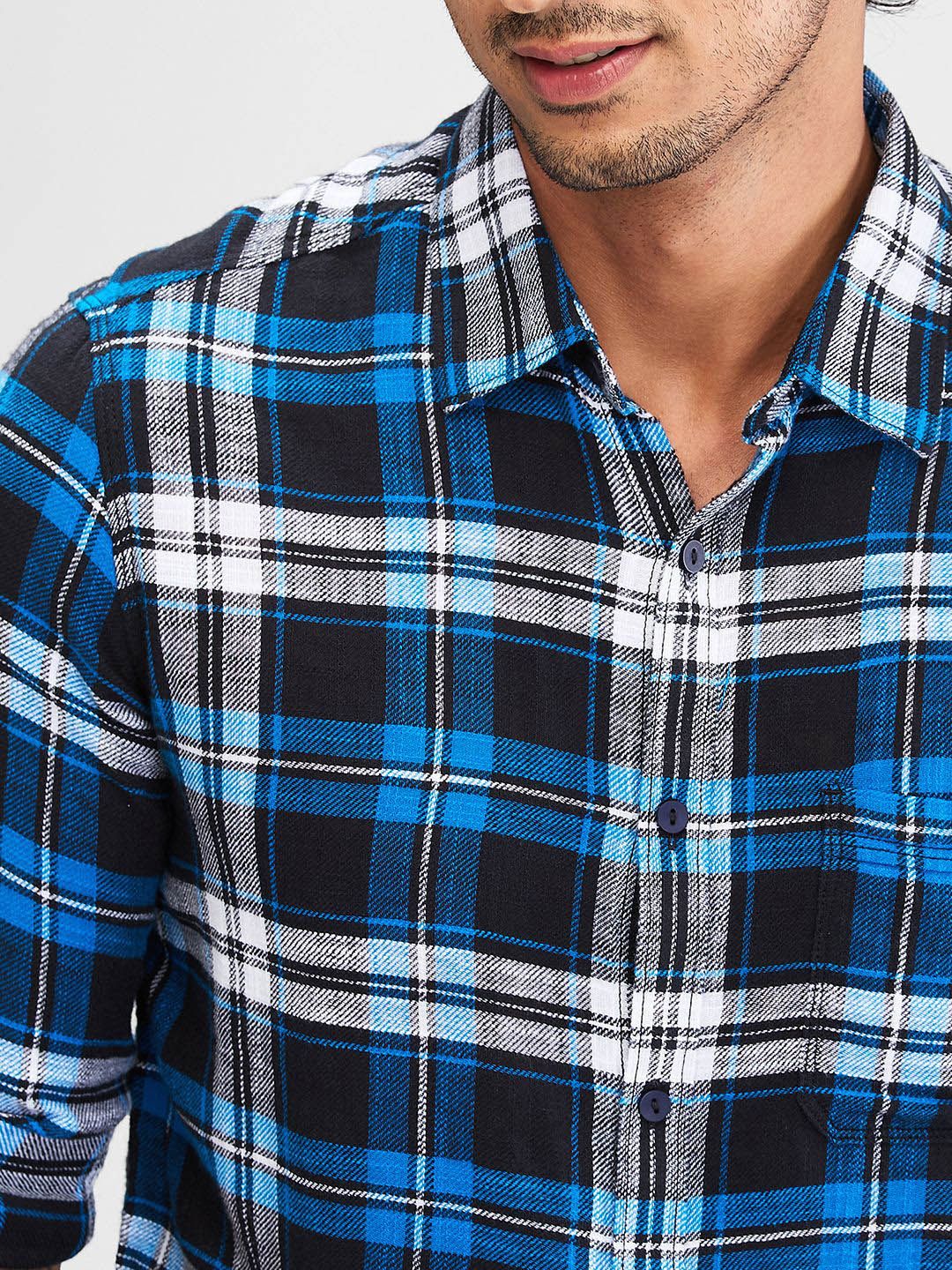 SPYKAR Men Slim Fit Tartan Checks Opaque Checked Casual Shirt
