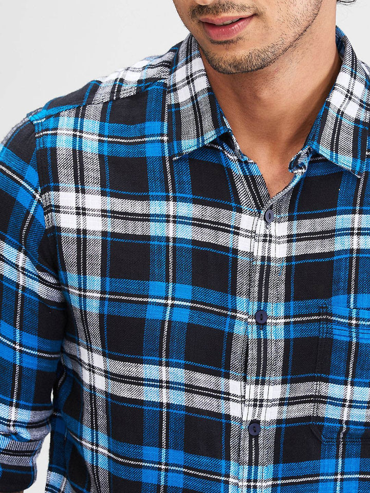 SPYKAR Men Slim Fit Tartan Checks Opaque Checked Casual Shirt