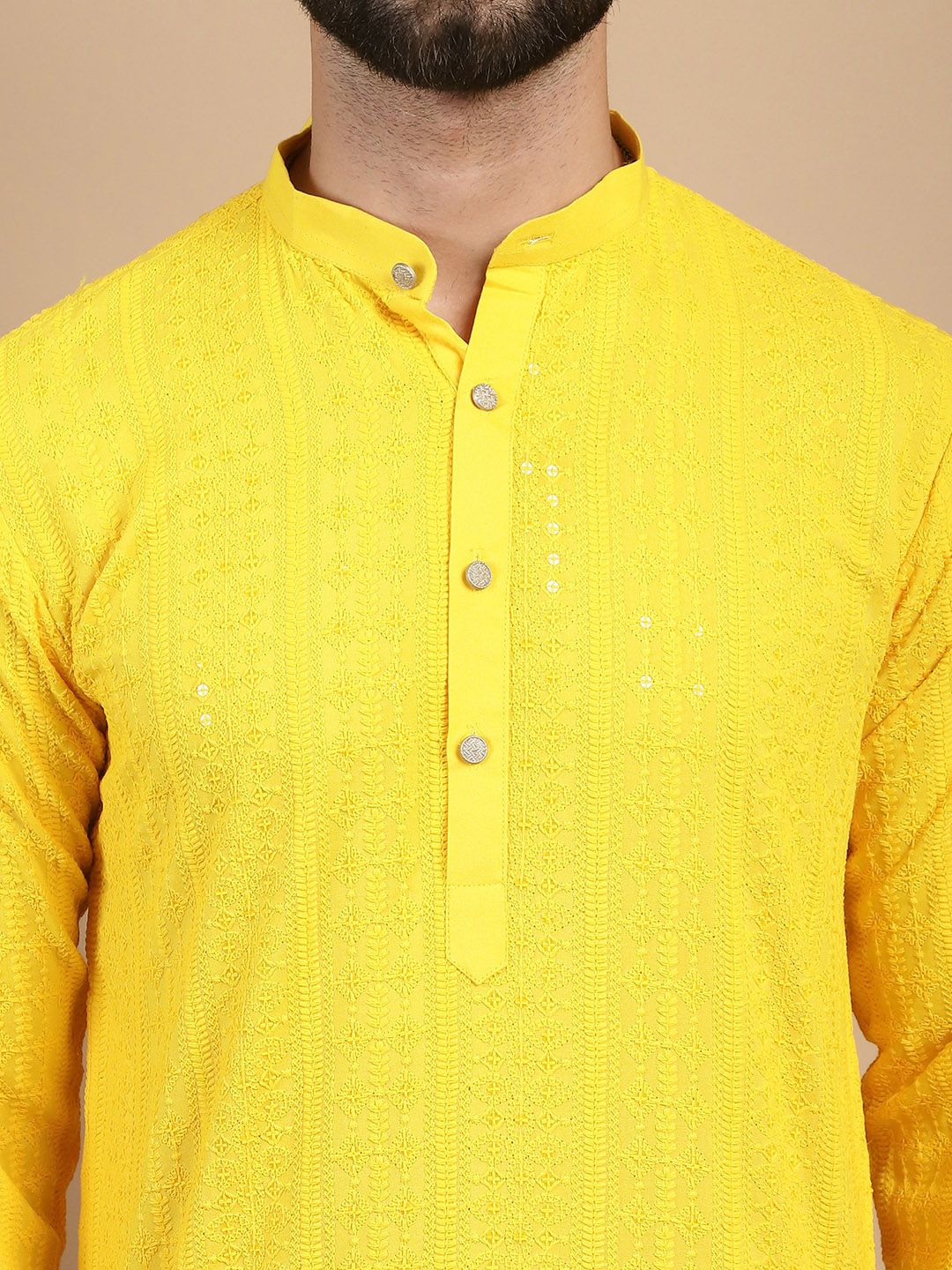 Anouk Ethnic Motifs Embroidered Sequinned Pure Cotton Straight Kurta With Churidar
