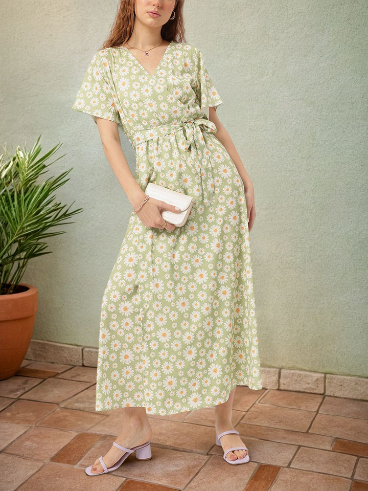DressBerry Daisy Dream Floral Print Wrap Maxi Dress