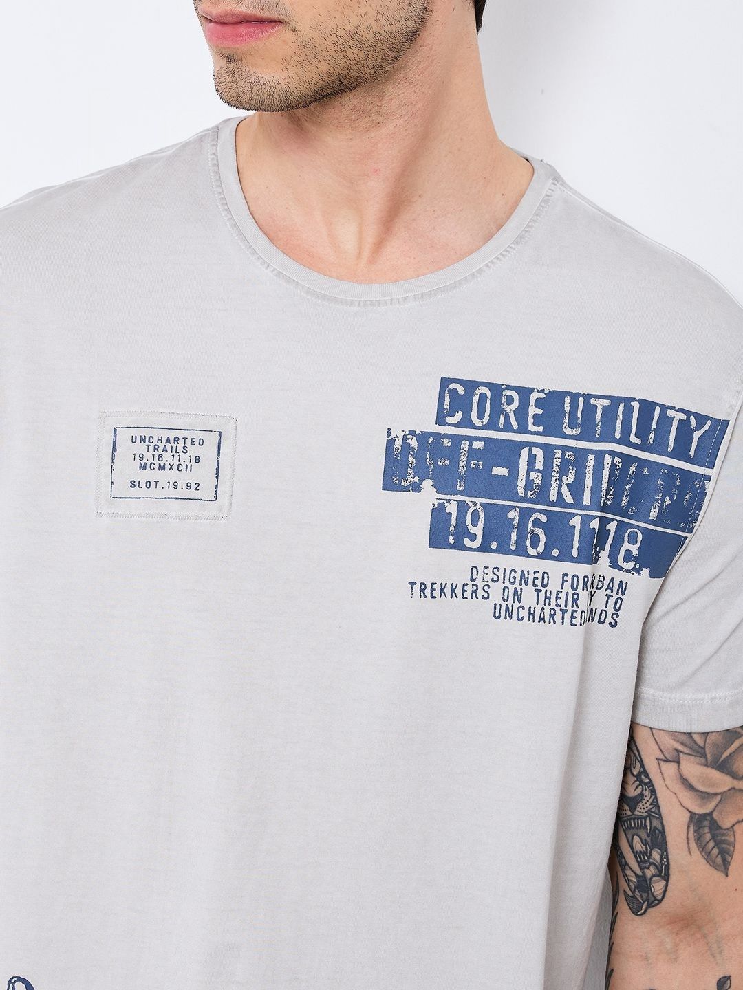SPYKAR Men Typography Printed Round Neck Cotton T-shirt