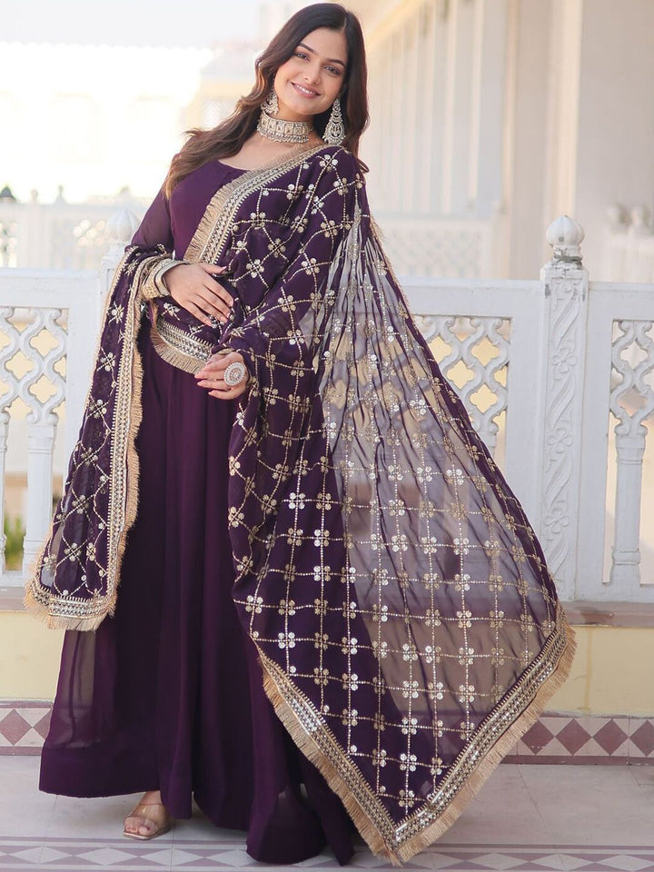 KALINI Women Embroidered Regular Sequinned Kurta with Pyjamas & With Dupatta
