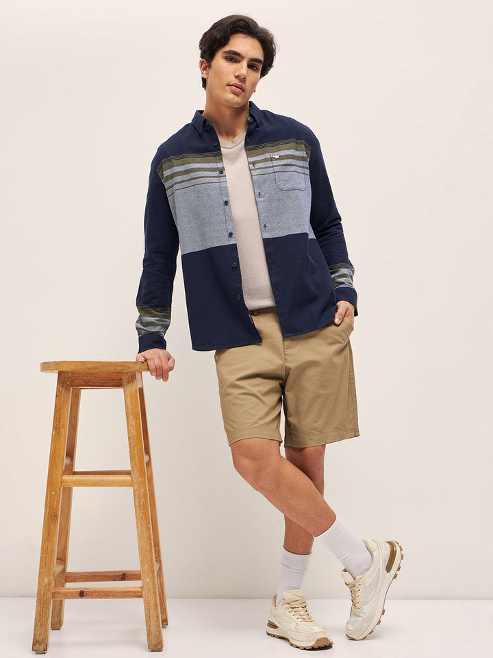 THE BEAR HOUSE Men Slim Fit Striped Cotton Casual Shirt