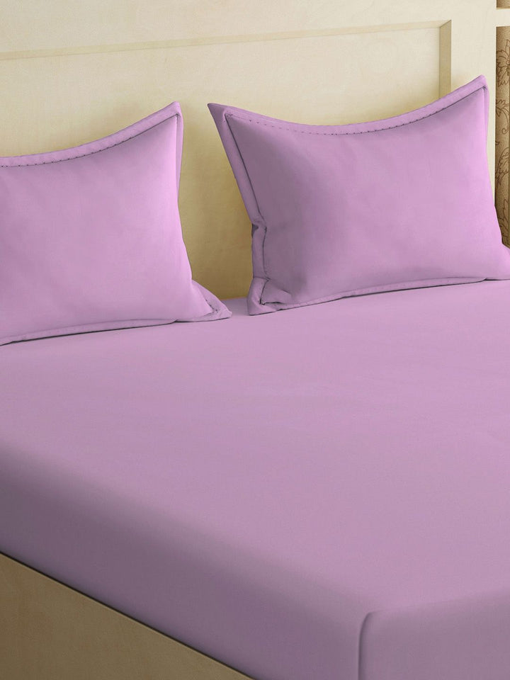 Myntra Elegant Homes Purple 300 TC Fitted King Fine Bedsheet with 2 Pillow Covers