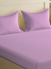 Myntra Elegant Homes Purple 300 TC Fitted King Fine Bedsheet with 2 Pillow Covers